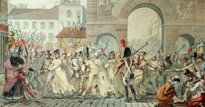 Russische Gevangenen Geparadeerd op de Boulevard Saint-Martin na de Slag bij Montmirail, 17 februari 1814 door Etienne Jean Delecluze